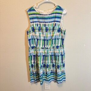 Dressbarn Women's‎ Size 16 Sleeveless Geometric Print Knee Length Sheath Dress